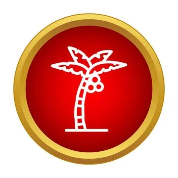 White palm tree with coconuts icon isolated Stock Illustration