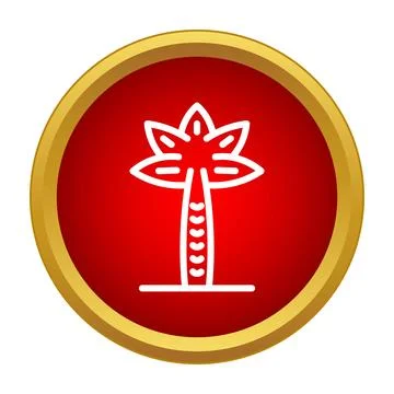White palm tree icon on red button Illustrazione stock