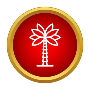 White palm tree icon on red background Illustrazione stock