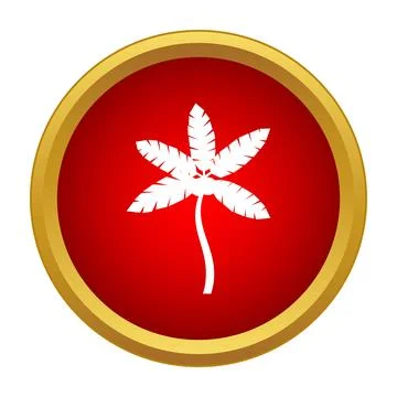 White palm tree icon on red button Stockillustratie