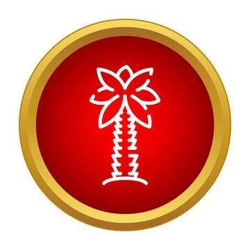White palm tree icon on red circle Ilustración de archivo