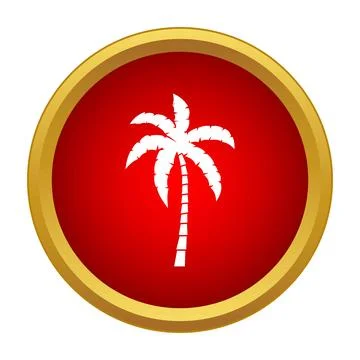 White palm tree icon on red button design 库存插图