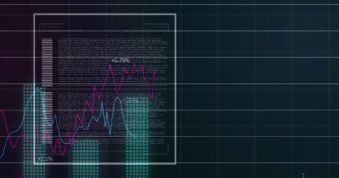 White panel showing code headings VARIABLE CYPHER ALGORITHM, colored graphs Stock Footage 309067998
