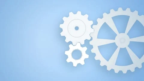 White paper 3D cogs spinning seamless loop motion background Stock Footage 345601149