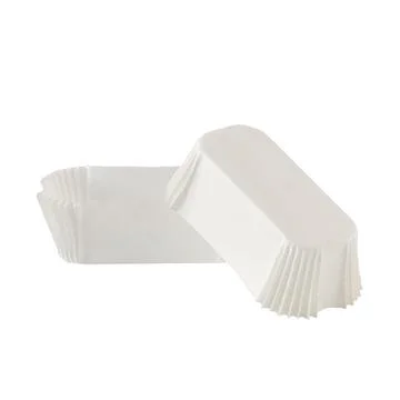 White paper baking form for eclairs and cakes Stock Photos