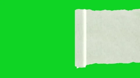 White paper banner rolling action right edge revealing animated on green Stock Footage 335216429