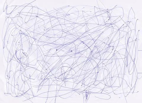 White paper with blur doodle pattern of blue pen. Stock Photos
