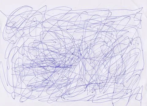 White paper with blur doodle pattern of blue pen. Foto stock