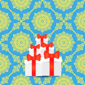 White Paper Boxes with Red Pibbons Illustrazione stock