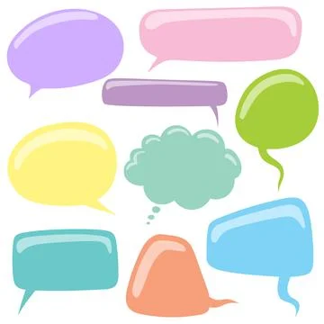 White paper bubbles for speech on an orange background. Universal set 1. Abst Stock Illustration