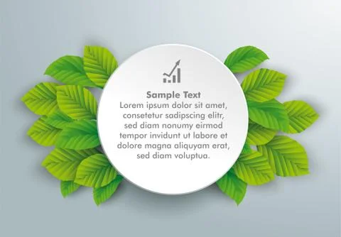 White Paper Circle Green Beech Leaves Stock Illustration