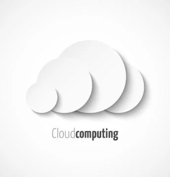 White paper cloud computing logo template icon with shadow Illustrazione stock
