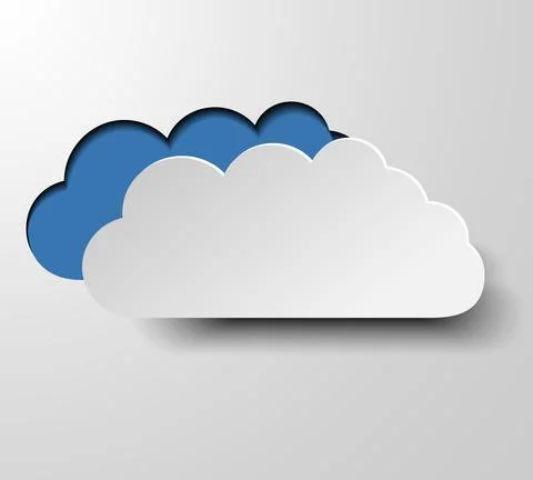 White paper cloud in flat style with shadow Stock Illustration