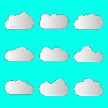 White paper cloud message sign set. vector illustration for weather forecast Stock Illustration