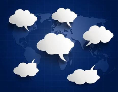 White paper cloud Speech Bubbles Stock Illustration