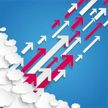 White Paper Clouds Blue Sky Arrows Growth Stock Illustration