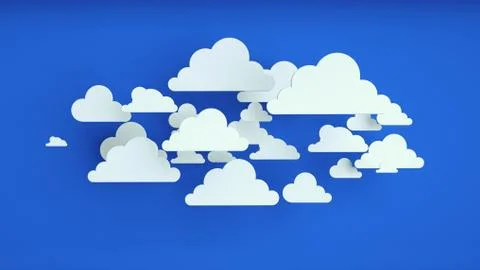 White paper clouds over blue background Ilustração Stock