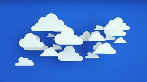 White paper clouds over blue background Ilustração Stock