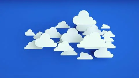 White paper clouds over blue background Ilustración de archivo