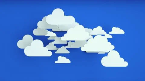 White paper clouds over blue background Stock Illustration