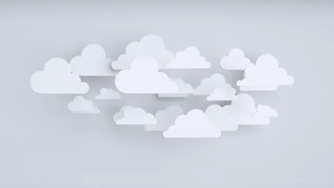 White paper clouds over blue background 스톡 일러스트