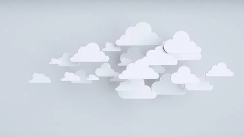 White paper clouds over blue background Ilustração Stock