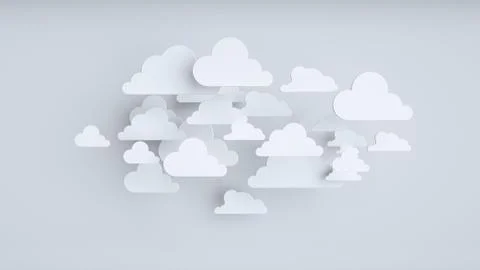 White paper clouds over blue background Ilustración de archivo