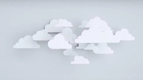 White paper clouds over blue background Ilustração Stock