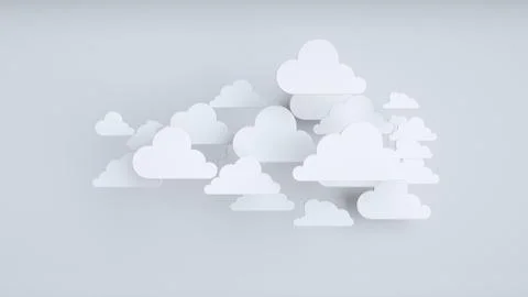White paper clouds over blue background Ilustración de archivo