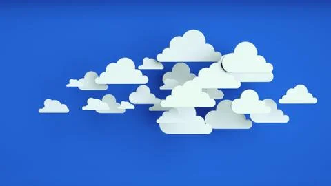 White paper clouds over blue background 스톡 일러스트