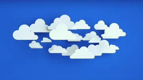 White paper clouds over blue background Stock Illustration
