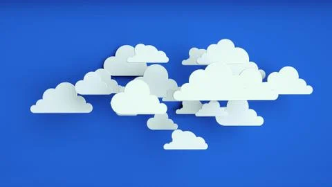 White paper clouds over blue background Ilustración de archivo