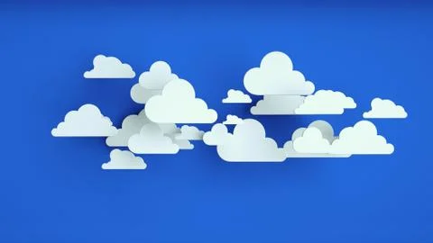 White paper clouds over blue background Ilustração Stock