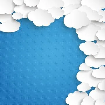White paper clouds side blue sky Stock Illustration