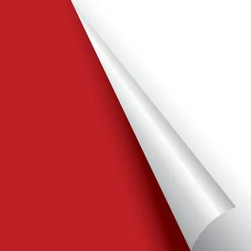 White paper corner red background. paper sheet sticker Stock Illustration