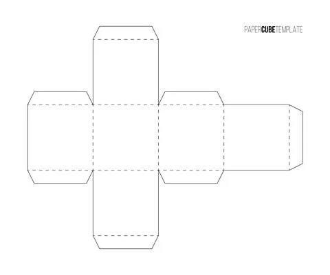 White paper cube template to make box or package, printable blueprint of scheme Stock Illustration