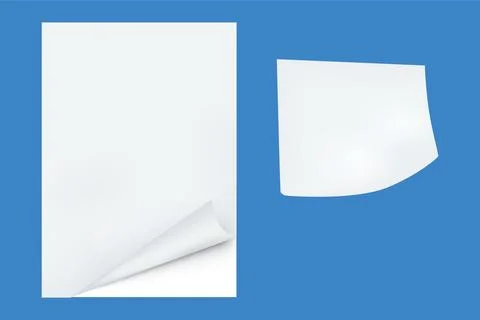 White paper with curled corner template as graphical element Stock Illustration