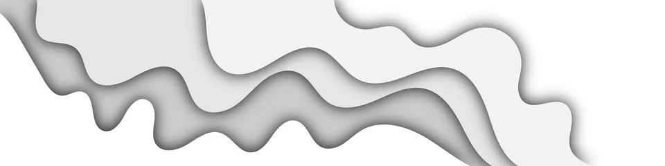 White paper cut background with waves layers. Abstract layout design  Illustrazione stock