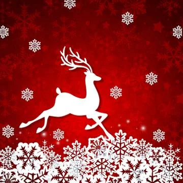 White paper deer on a red background Stock Illustration