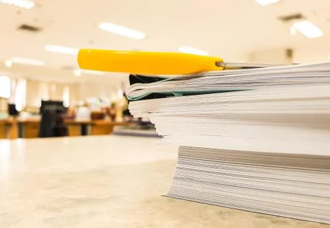 White Paper document and scissors on desk,office concept background Stock Photos