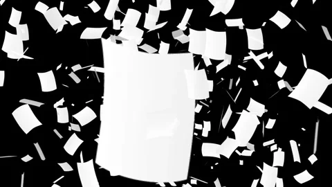 White paper documents transition animation randomly floating from center. Vidéo 340416857