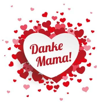White Paper Emblem Hearts Danke Papa Stock Illustration