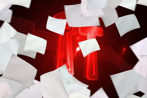 White paper in front of background with red tools Stock Illustration