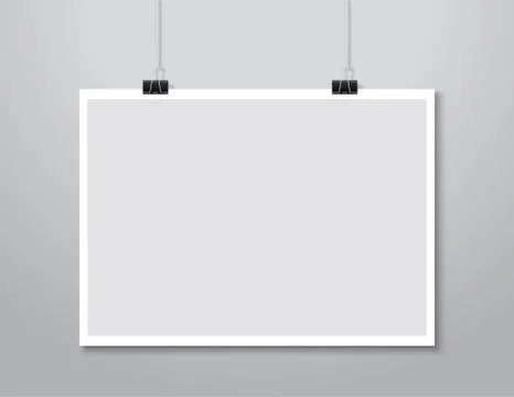 White paper hanging on background. Stock Illustration