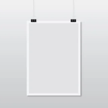 White paper hanging on background. Illustrazione stock