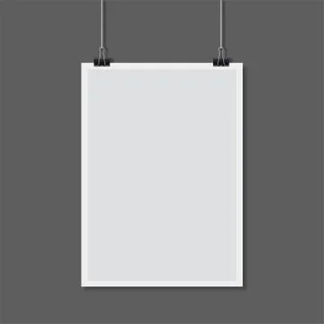 White paper hanging on background. Stock Illustration
