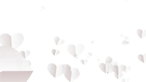 White paper hearts floating on white Valentines Day Stock-Footage 147670199