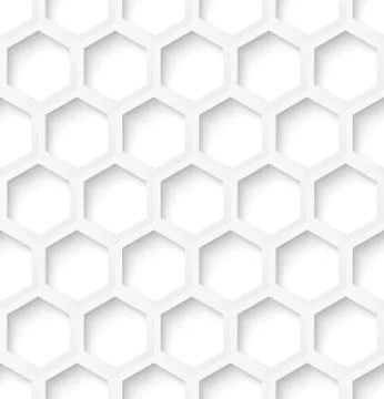 White paper hexagon seamless pattern background Stock Illustration