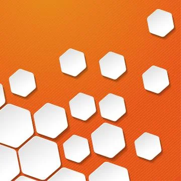 White paper hexagon target labels orange stripes background Stock Illustration