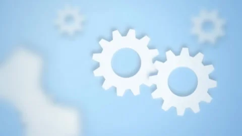 White paper interlocking gears seamless loop motion background Stock Footage 345657791